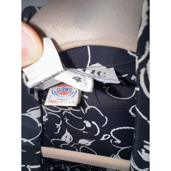 Vintage Jackie Bernard For Eklektic Black & White Floral Dress Size 4‎ Eighties - Picture 10 of 11